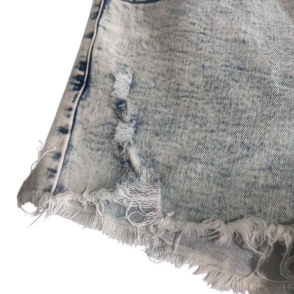 KanCan Acid Wash High Rise Distressed Denim Cutoff Shorts Frayed Hem - Picture 3 of 12